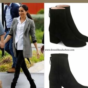 🛍️ JCREW NEW! Sadie Suede Ankle Zip Boots Black w Stack Heel Sz 9.5 - K0055